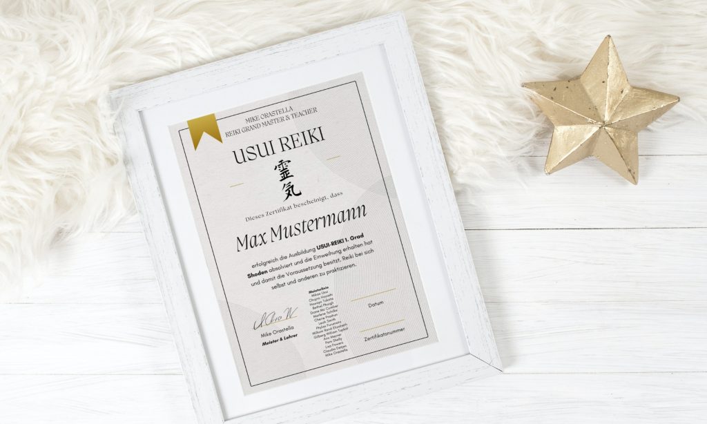Reiki Ausbildung Zertifikat