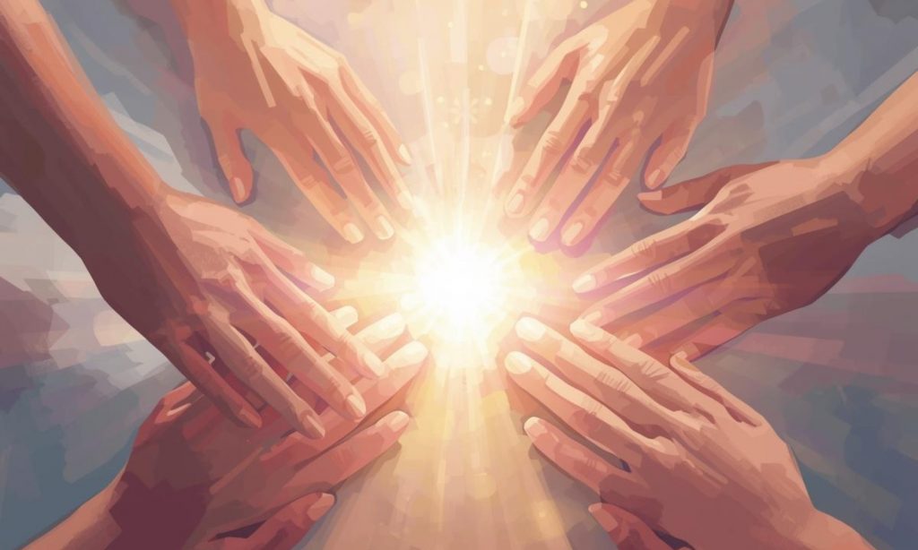 Reiki-Gruppenbehandlung 
Mehreren Personen Reiki geben